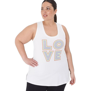 LIVI by Lane Bryant White Racerback Pride Tank 18/20 Plus Size 2X 🌈
